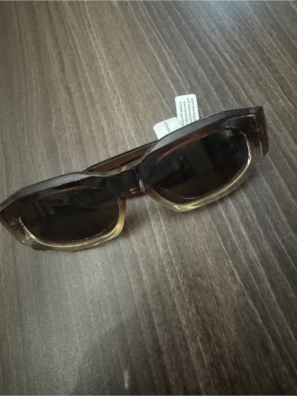 Anthropologie Two-Tone Brown and Cream Rectangular Sunglasses. New
